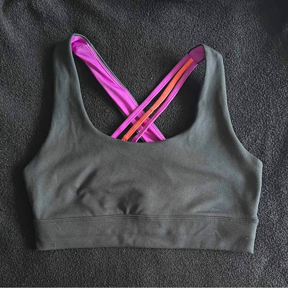 Women's Pink and Black Sports Bra